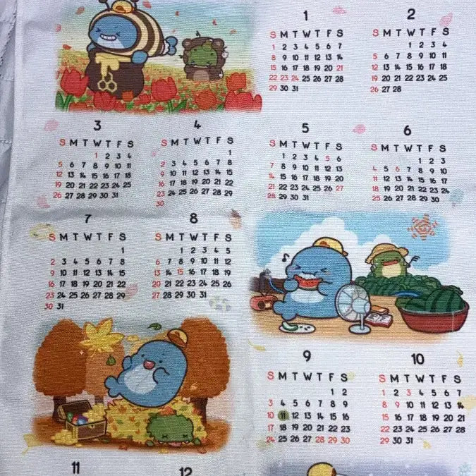 [BUNJANG] Sleepground Zzamtteul 2023 Fabric Calendar / 공룡 잠뜰 2023년 패브릭 달력