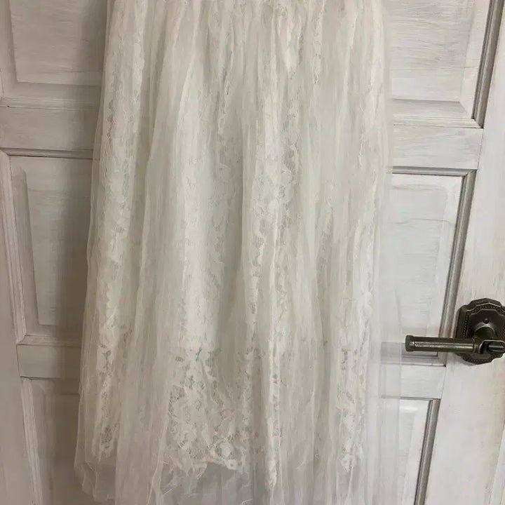 [BUNJANG] Pleated Lace Skirt with Pink Knit / 55-77 플리츠 레이스 샤스커트 밴딩 (+핑크니트 덤)