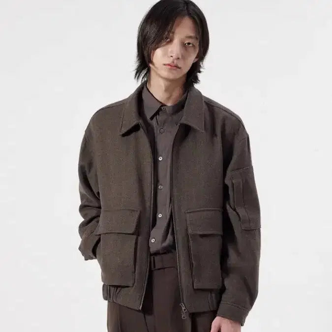 [BUNJANG] Insilence Wool Blend Flight Blouson Jacket / 울 블렌드 플라이트 블루종 COCOA BROWN