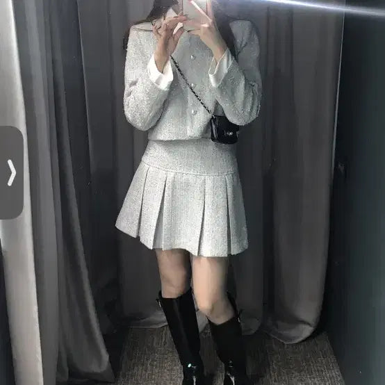 [BUNJANG] Merion Adobe Tweed Set Sky Blue (S) / 메리온 어도브 트위드 세트 sky blue S사이즈
