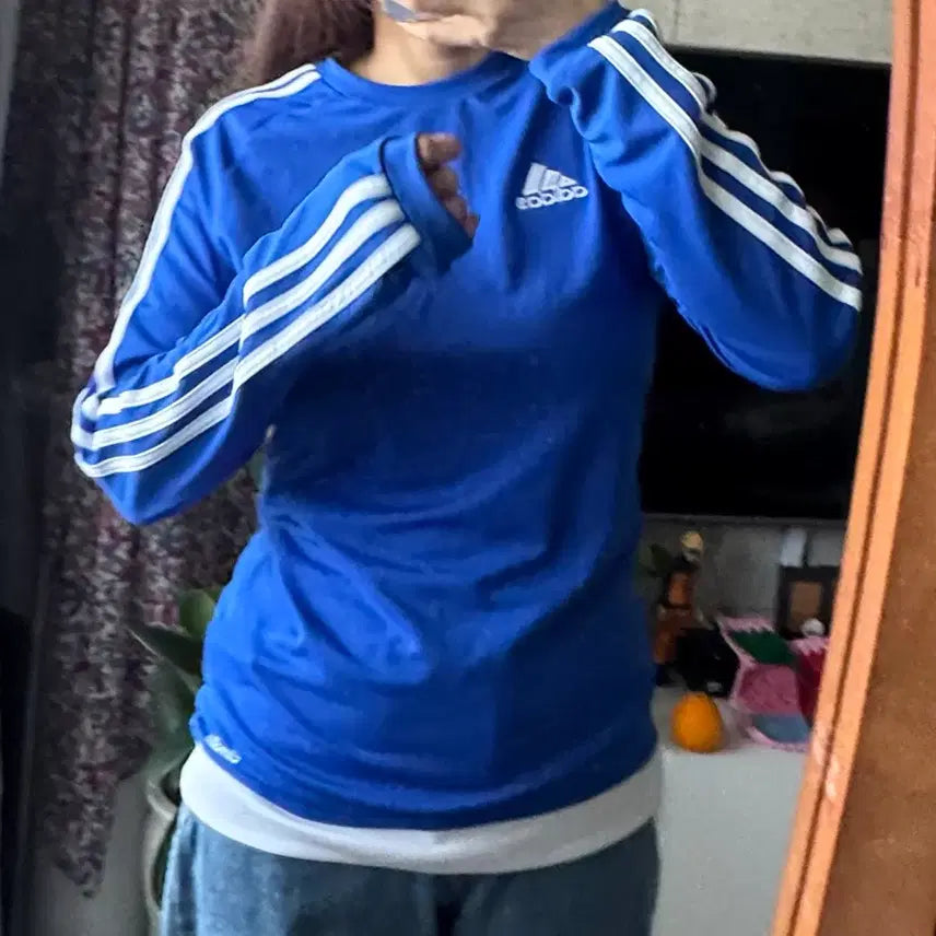 [BUNJANG] Adidas Blue Three-Stripes Performance T-Shirt Size 90 / 아디다스 블루 삼선 기능성 티셔츠 90