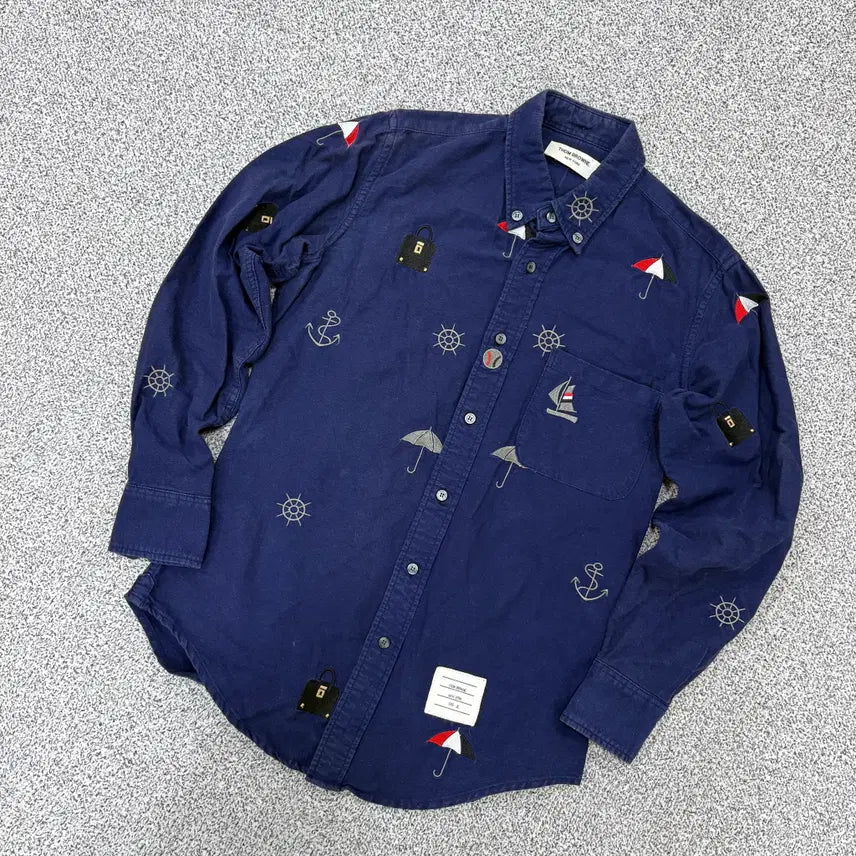 [BUNJANG] Generic Logo Shirt / 실측확인 고급 우산 로고 셔츠 남방 0317J
