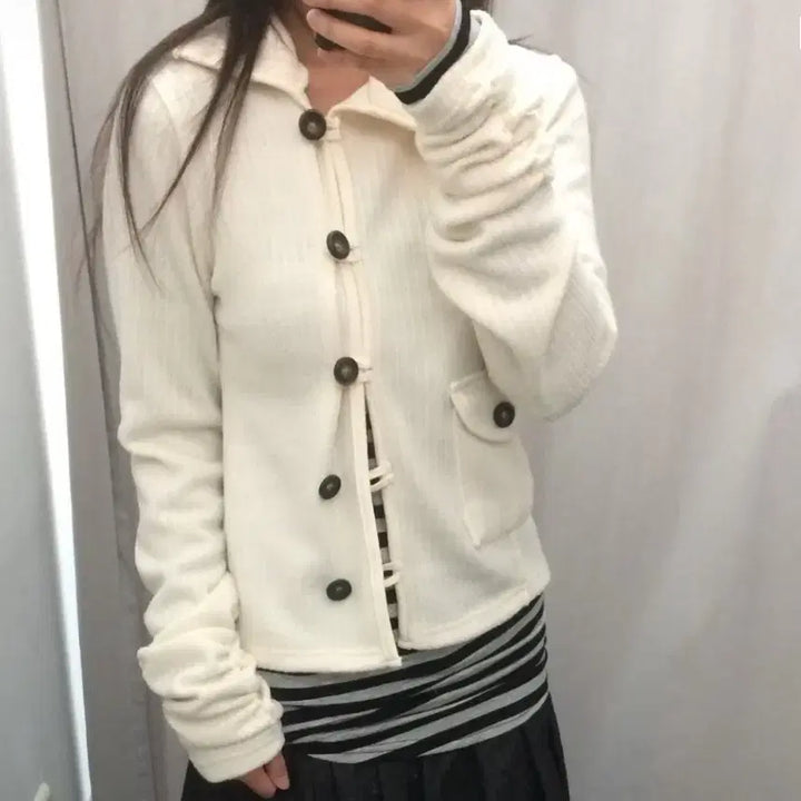 [BUNJANG] High Neck Button Knit Cardigan / 하이넥 버튼 니트 가디건 골지 에이블리
