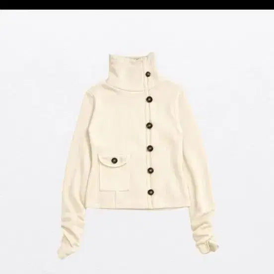 [BUNJANG] High Neck Button Knit Cardigan / 하이넥 버튼 니트 가디건 골지 에이블리