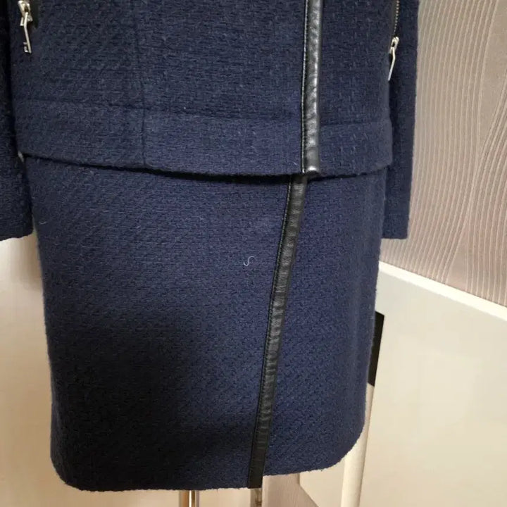[BUNJANG] Maje Navy Two-Way Leather Trimmed Jacket / 마쥬 네이비 라이더 숏자켓도 되고 롱자켓도 되는 투웨이