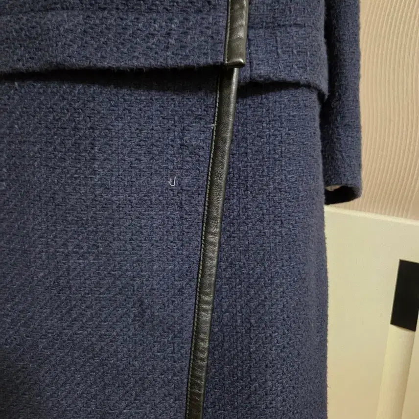 [BUNJANG] Maje Navy Two-Way Leather Trimmed Jacket / 마쥬 네이비 라이더 숏자켓도 되고 롱자켓도 되는 투웨이