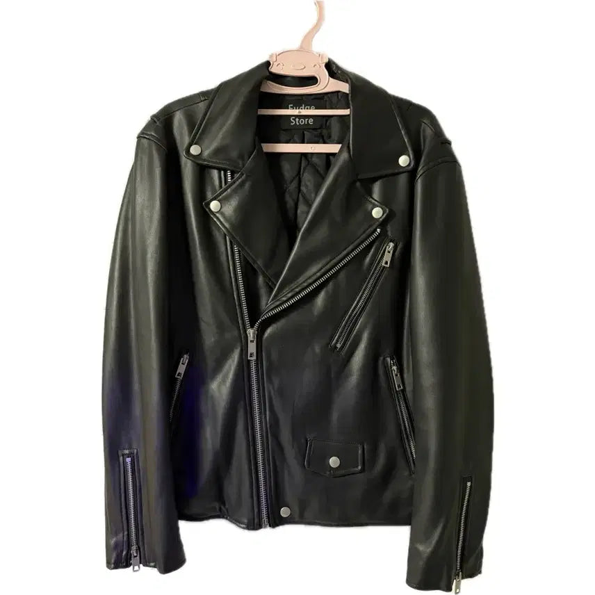 [BUNJANG] Lafarge Store Black Leather Rider Jacket / 라퍼지스토어 블랙 레더 라이더 자켓