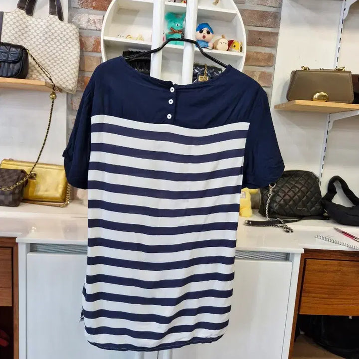 [BUNJANG] Tommy Hilfiger Striped 3/4 Sleeve T-Shirt Navy White / 타미 줄무늬 칠부 티셔츠 네이비 화이트55