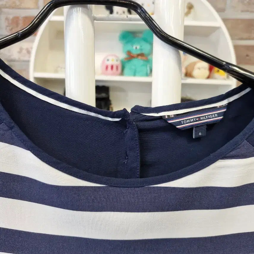 [BUNJANG] Tommy Hilfiger Striped 3/4 Sleeve T-Shirt Navy White / 타미 줄무늬 칠부 티셔츠 네이비 화이트55