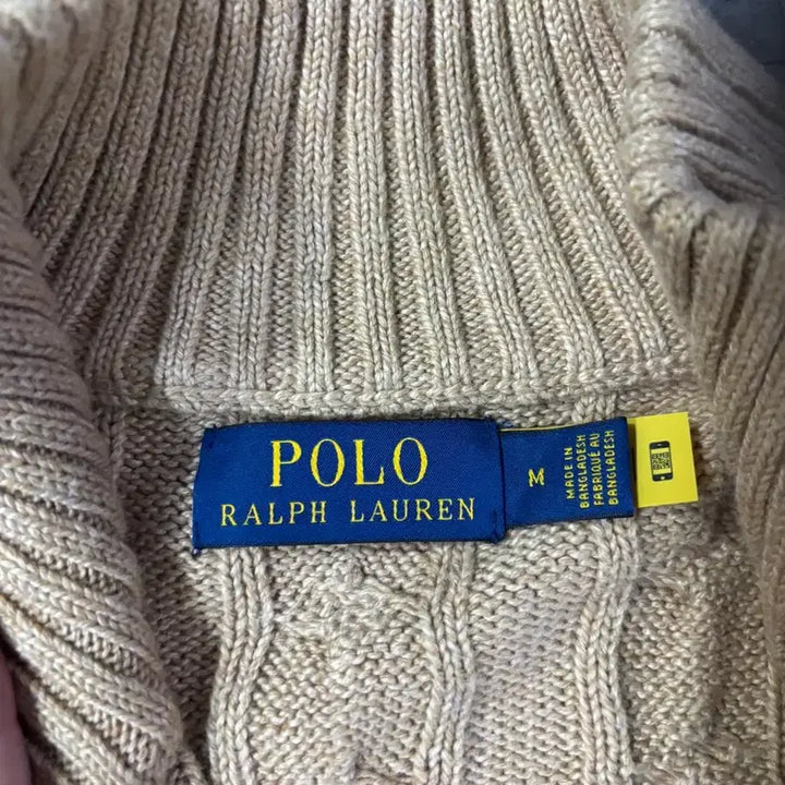 [BUNJANG] Polo Ralph Lauren Tan Cable Knit Zip-up Sweater / 폴로 랄프로렌 집업니트 tan M사이즈 qr인증