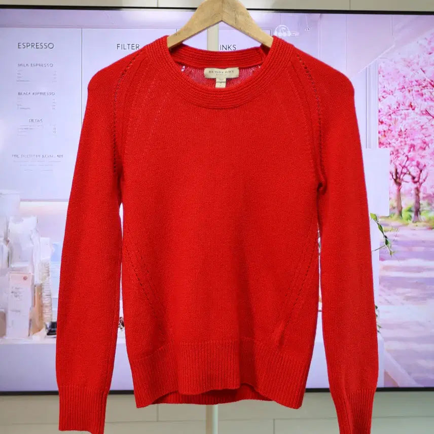 [BUNJANG] Burberry Red Knit Sweater / 조용히 고급스러운 레드, 버버리 니트