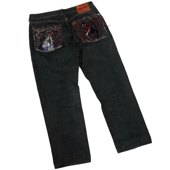 [BUNJANG] RMC Samurai Back Logo Embroidered Black Jeans / RMC 사무라이 백로고 자수흑청진 36