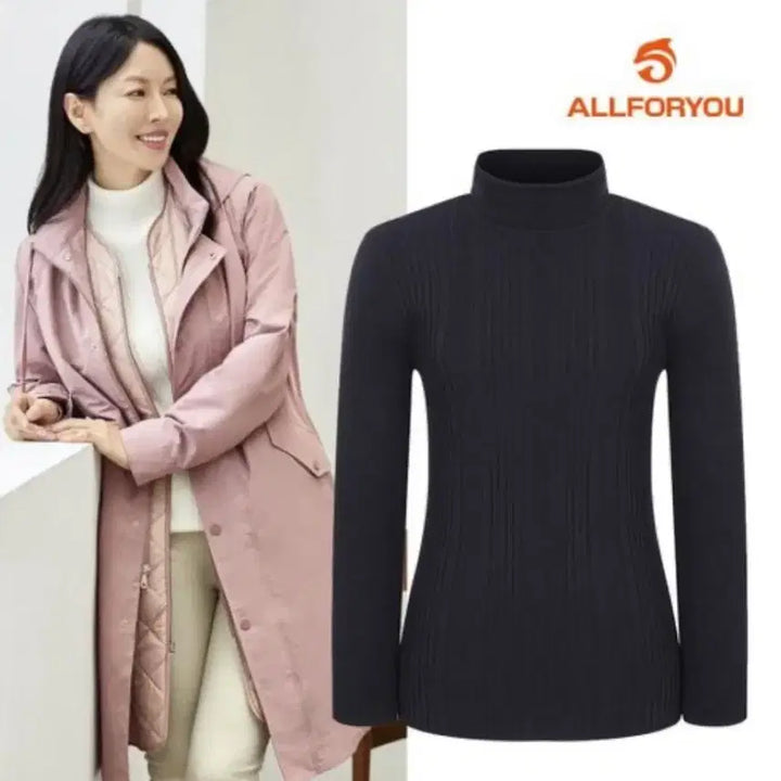 [BUNJANG] All For You Ribbed Knit Turtleneck T-shirt / (새상품)올포유 여성 골지 터틀넥 니트