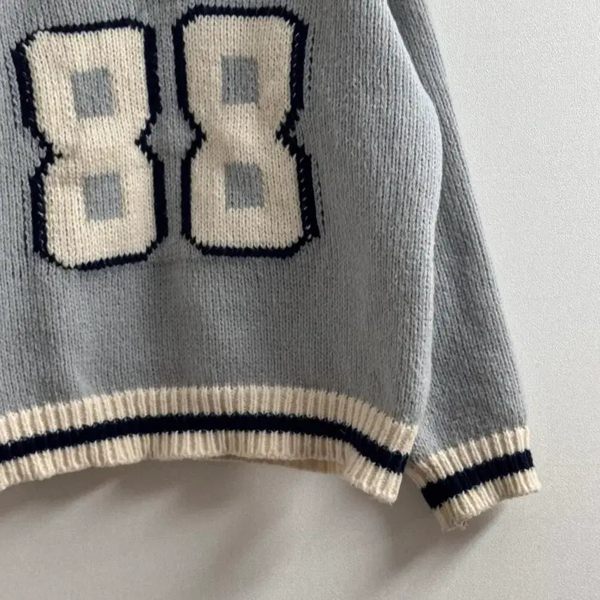 [BUNJANG] Aedin Able Gray Numbering Knit Sweater / 에이딘에이블 그레이넘버링니트스웨터