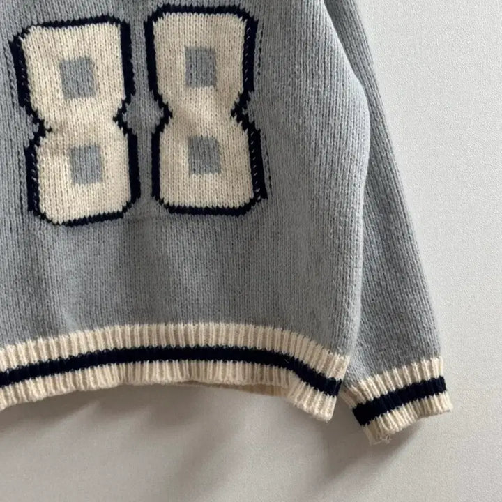 [BUNJANG] Aedin Able Gray Numbering Knit Sweater / 에이딘에이블 그레이넘버링니트스웨터