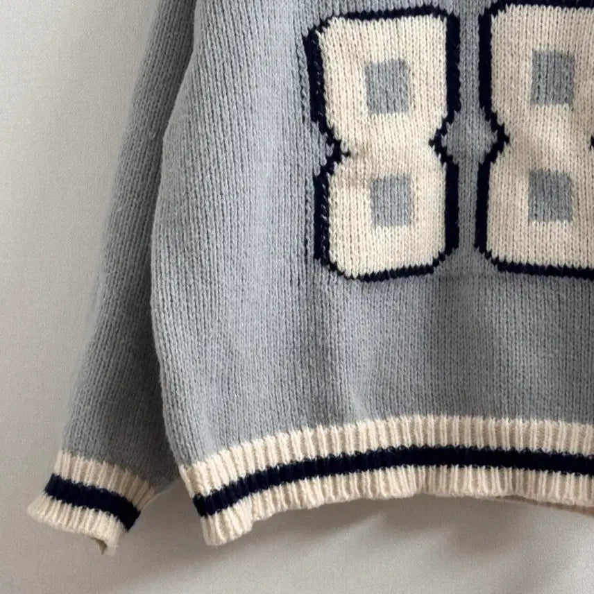 [BUNJANG] Aedin Able Gray Numbering Knit Sweater / 에이딘에이블 그레이넘버링니트스웨터