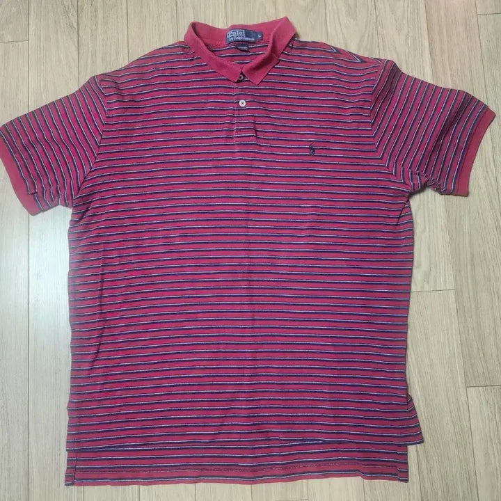 [BUNJANG] Polo Ralph Lauren Striped Polo Shirt (L) / 폴로 랄프로렌 스트라이프 카라 반팔 (L)