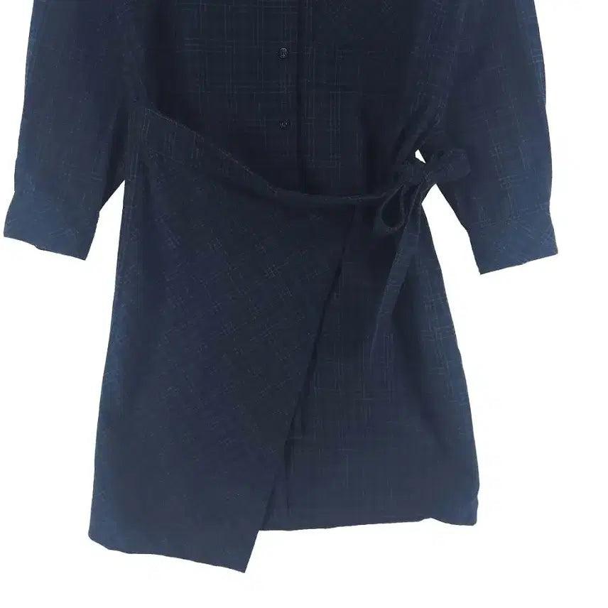 [BUNJANG] Second Floor Checkered Wrap Dress / [여S]세컨플로어 체크 셔츠 랩 원피스[Y63-127]/레이디블루