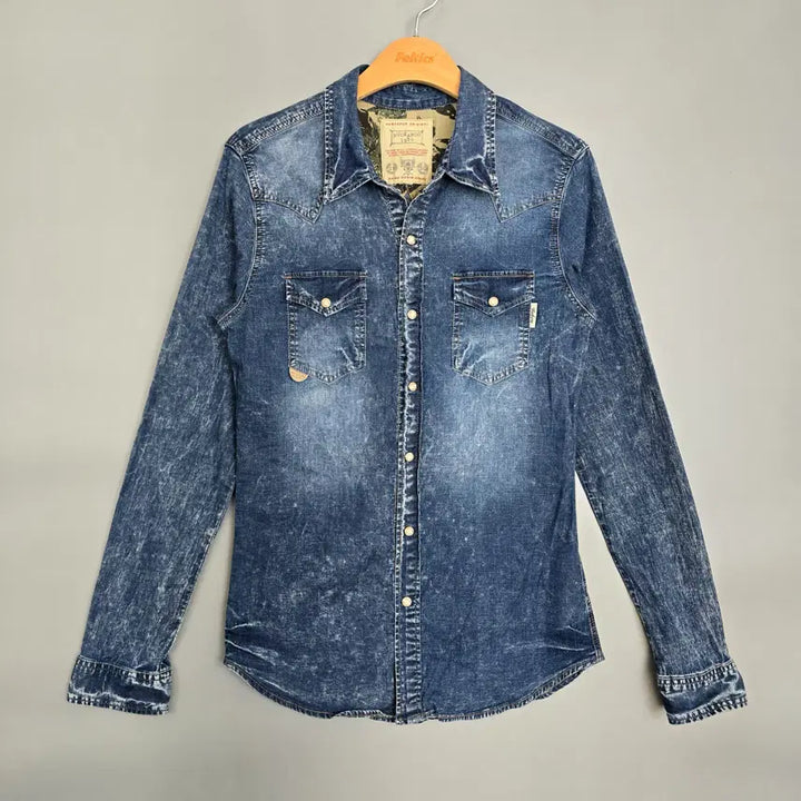 [BUNJANG] BUCKAROO Indigo Denim Western Shirt M / 버커루 BUCKAROO 인디고 데님 웨스턴 셔츠 M