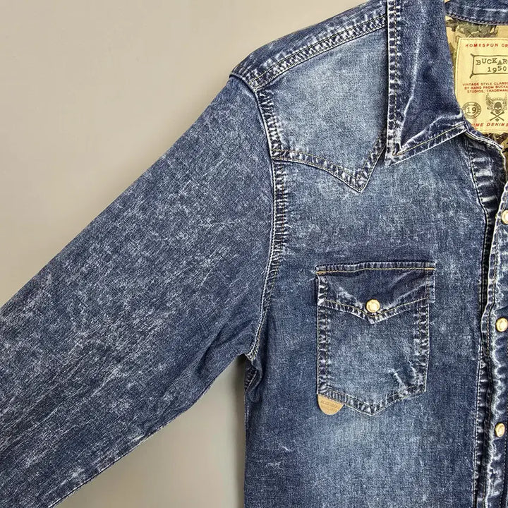 [BUNJANG] BUCKAROO Indigo Denim Western Shirt M / 버커루 BUCKAROO 인디고 데님 웨스턴 셔츠 M