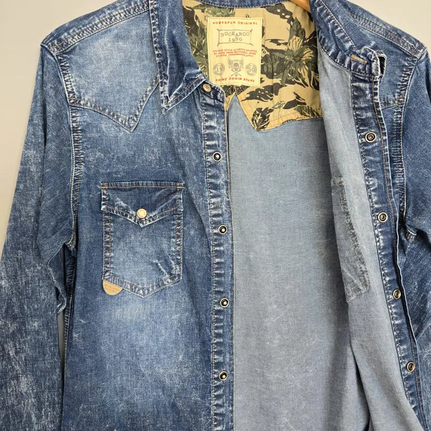 [BUNJANG] BUCKAROO Indigo Denim Western Shirt M / 버커루 BUCKAROO 인디고 데님 웨스턴 셔츠 M
