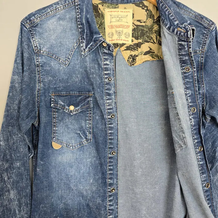 [BUNJANG] BUCKAROO Indigo Denim Western Shirt M / 버커루 BUCKAROO 인디고 데님 웨스턴 셔츠 M
