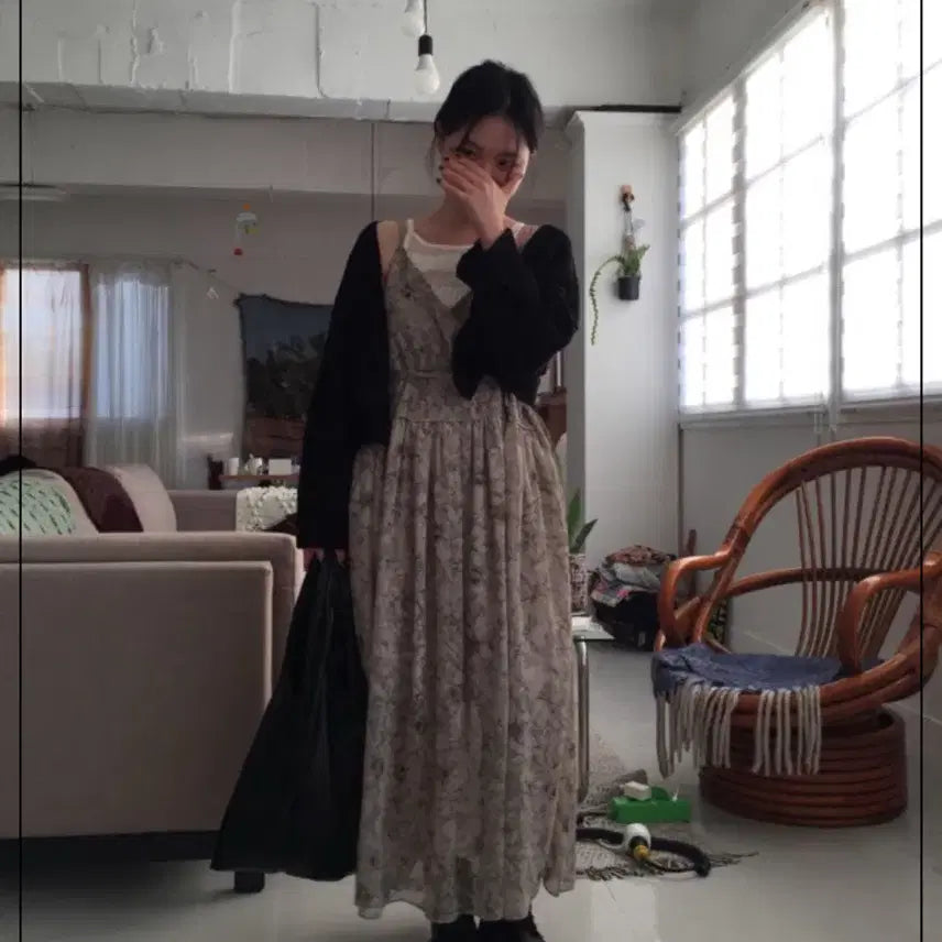 [BUNJANG] Malory Floral Long Chiffon Dress / 멀로이 플라워 롱원피스 쉬폰원피스