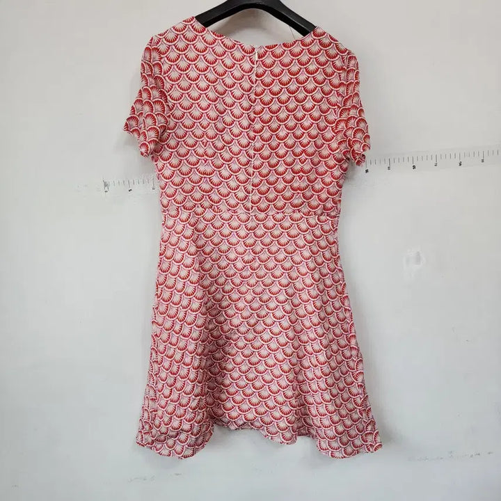 [BUNJANG] Tory Burch Red Fan Pattern Short Sleeve Midi Dress / 토리버치 레드 부채꼴 패턴 반팔 원피스