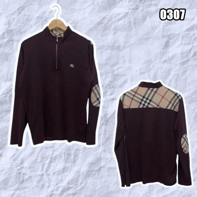 [BUNJANG] Burberry Burgundy Half-Zip Sweater / XL 버버리 버건디 반집업