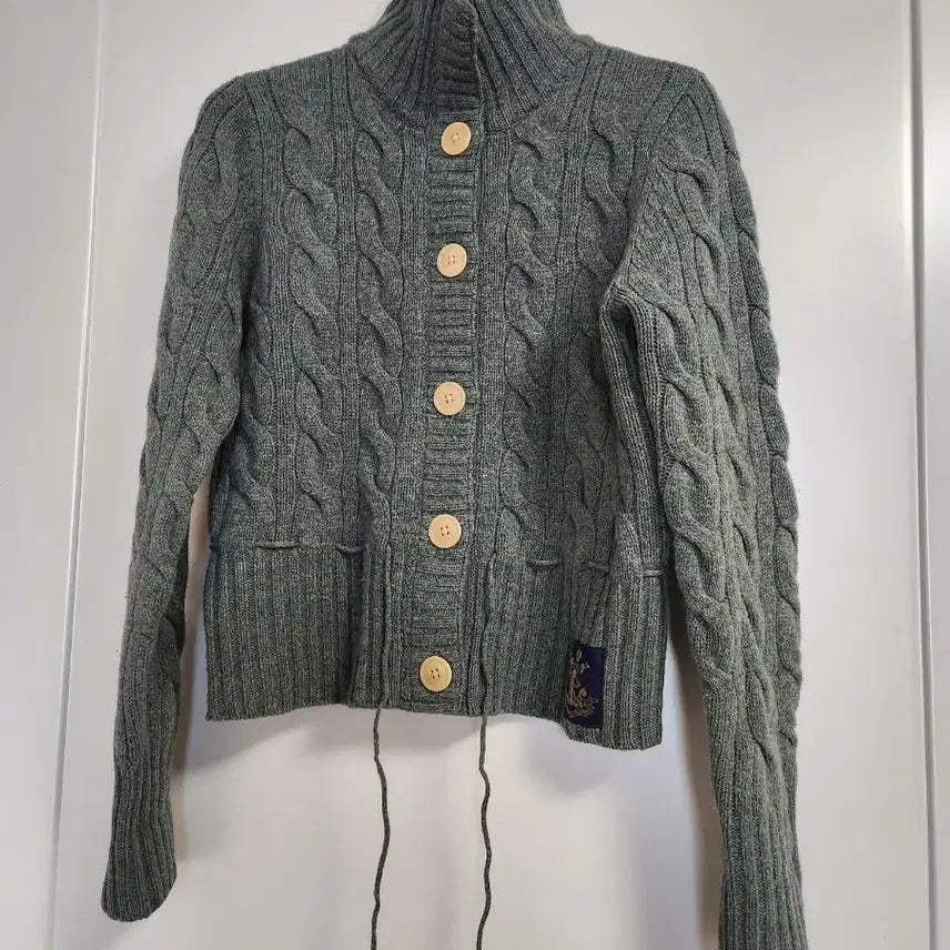 [BUNJANG] Polo Khaki Knit Cardigan / 폴로   꽈배기 니트