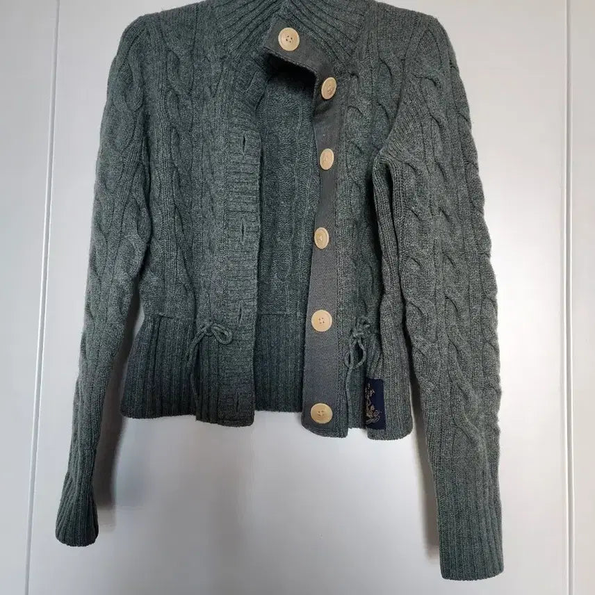[BUNJANG] Polo Khaki Knit Cardigan / 폴로   꽈배기 니트