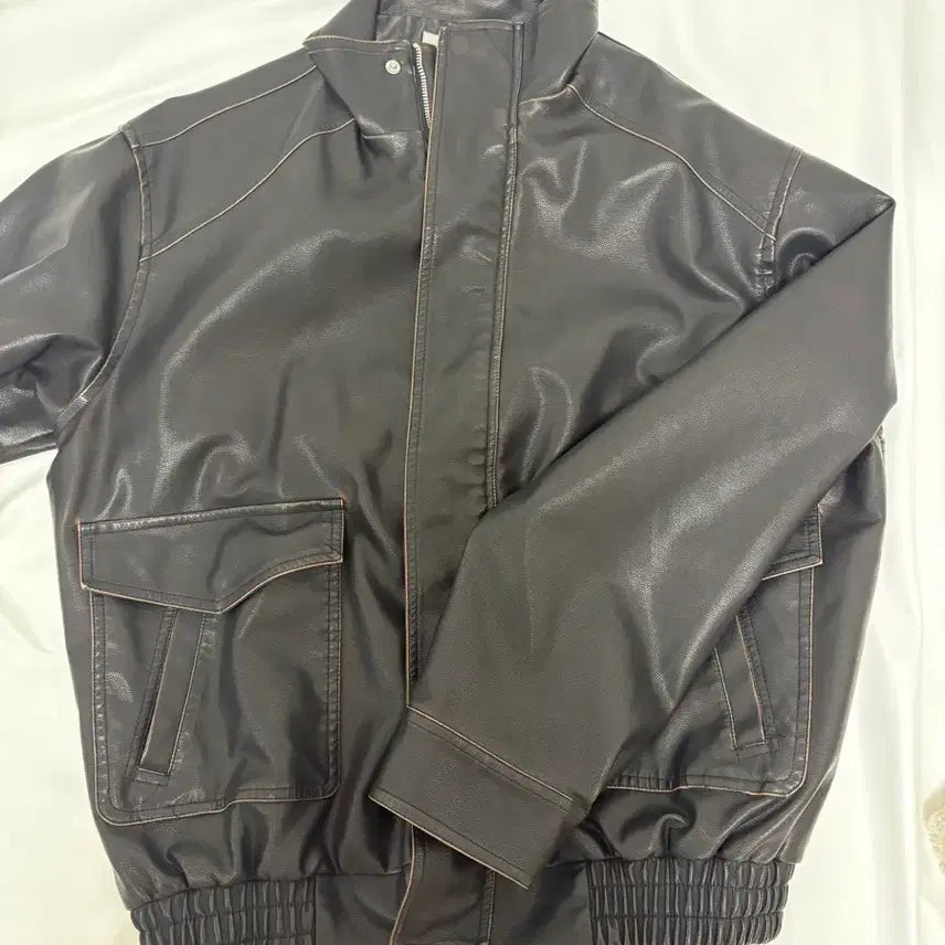 [BUNJANG] M&amp;N Glow Leather Jacket / [므앤] 글로우 레더 점퍼