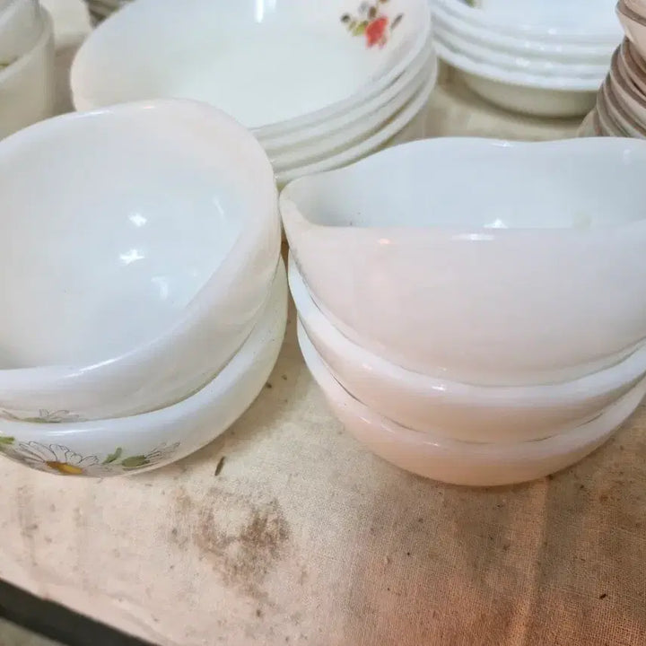 [BUNJANG] Vintage Milk Glass Set / 빈티지 근대사 밀크 그릇 입니다