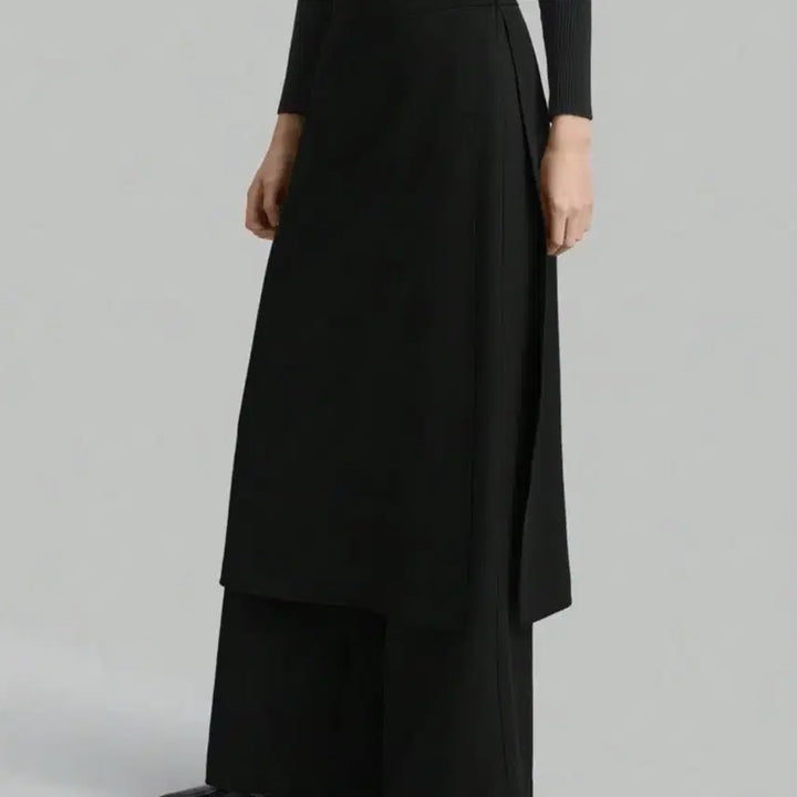 [BUNJANG] Black Layered Long Skirt Pants / 블랙 레이어드 롱 스커트 팬츠