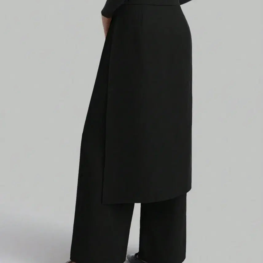 [BUNJANG] Black Layered Long Skirt Pants / 블랙 레이어드 롱 스커트 팬츠