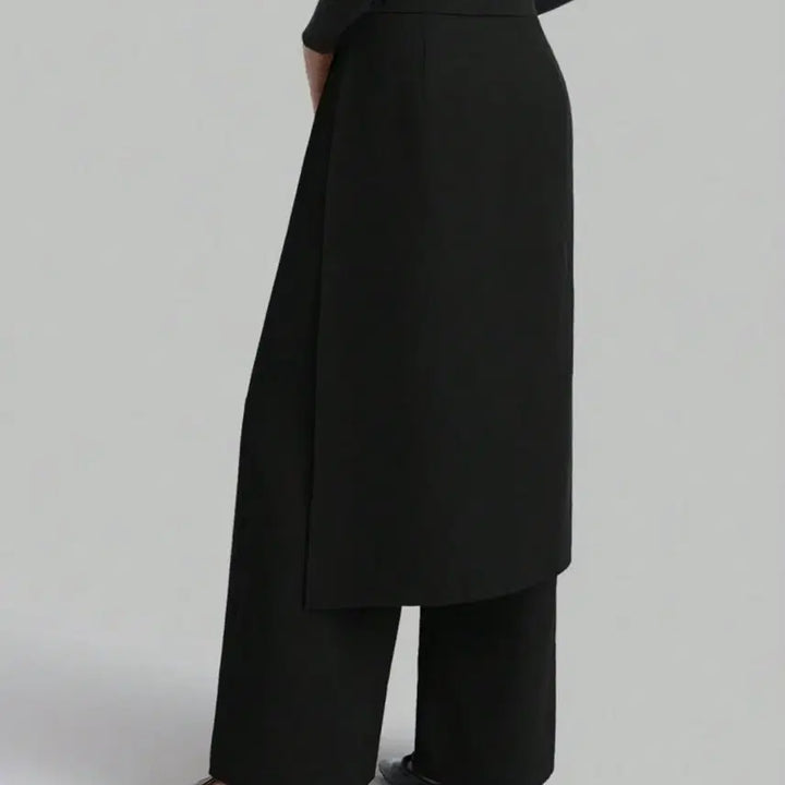 [BUNJANG] Black Layered Long Skirt Pants / 블랙 레이어드 롱 스커트 팬츠