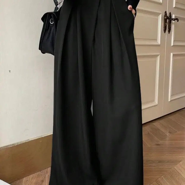 [BUNJANG] Black Wide Pleated Pants M Size / 블랙 와이드 플리츠 팬츠 m