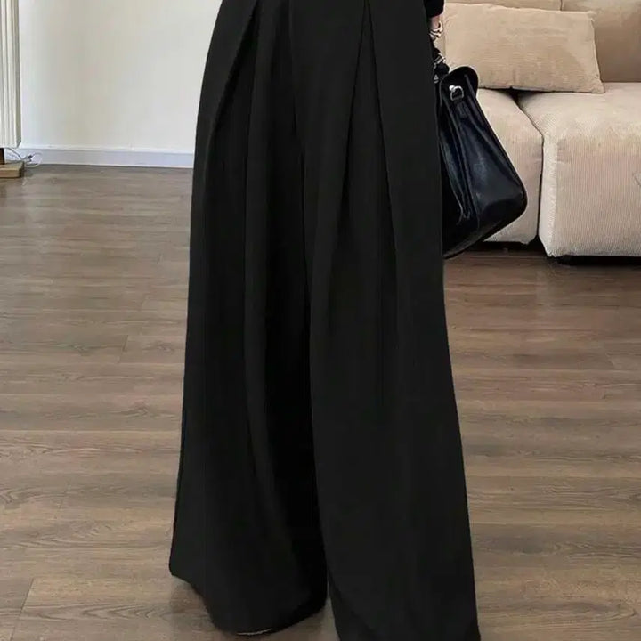 [BUNJANG] Black Wide Pleated Pants M Size / 블랙 와이드 플리츠 팬츠 m