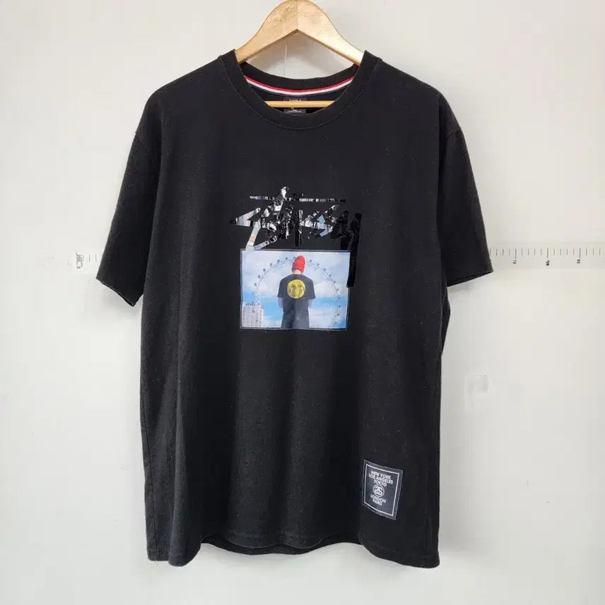 [BUNJANG] Stussy Black Short Sleeve T-shirt / 스투시 블랙 반팔 티셔츠 프린팅