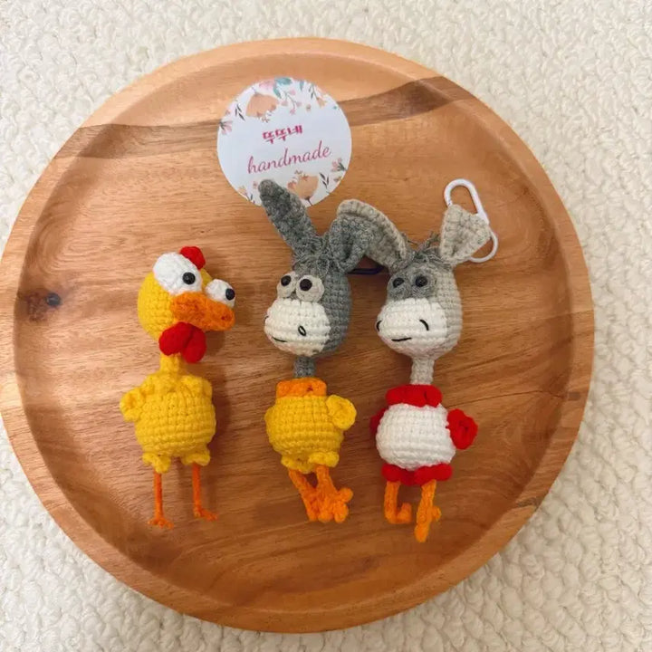 [BUNJANG] Handmade Crochet Donkey Chicken Keyring / 핸드메이드 뜨개 나귀 닭 키링 개당 가격