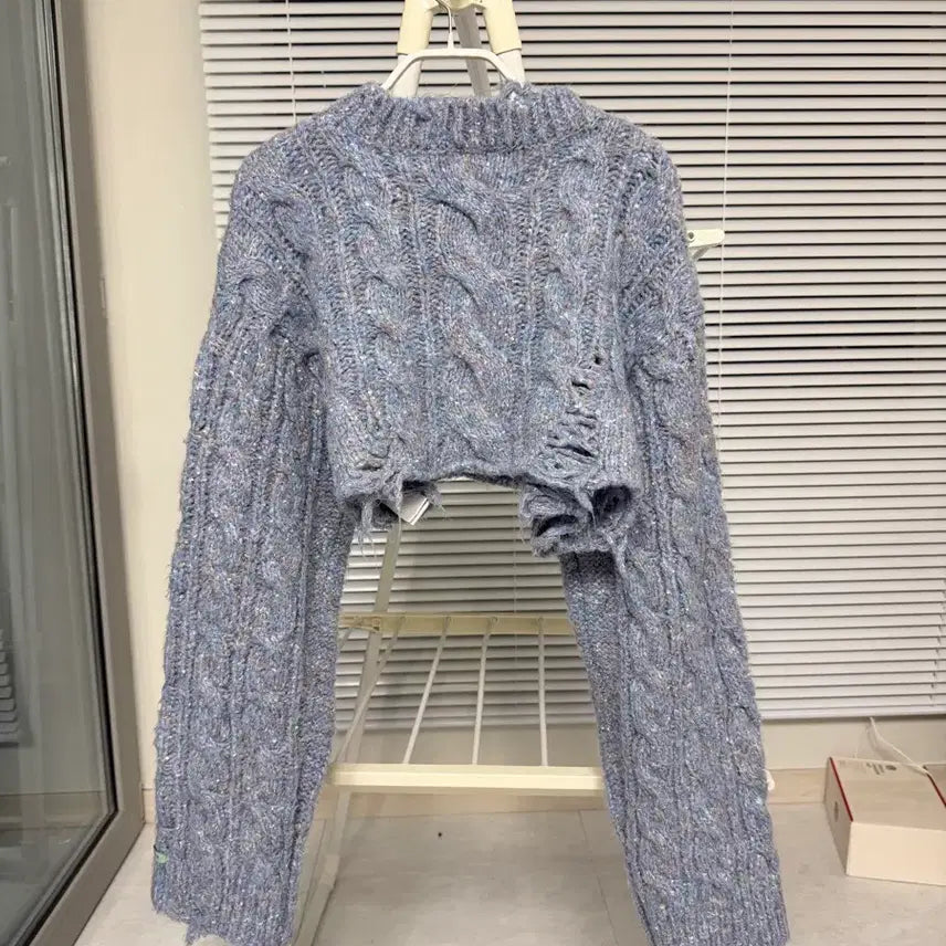 [BUNJANG] InstantFunk Cable Crop Knit Sweater / 인스턴트펑크 케이블 크롭니트