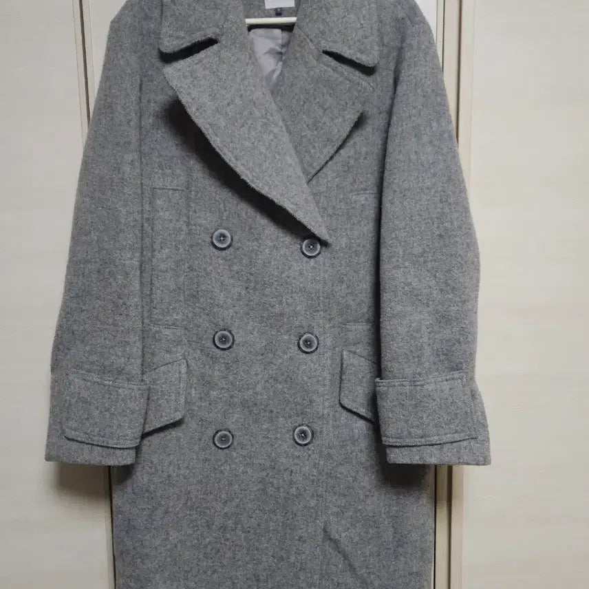 [BUNJANG] LAP Double Button Coat - Gray / LAP 랩 더블 버튼 코트 회색