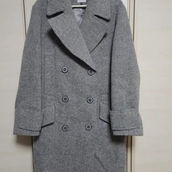[BUNJANG] LAP Double Button Coat - Gray / LAP 랩 더블 버튼 코트 회색