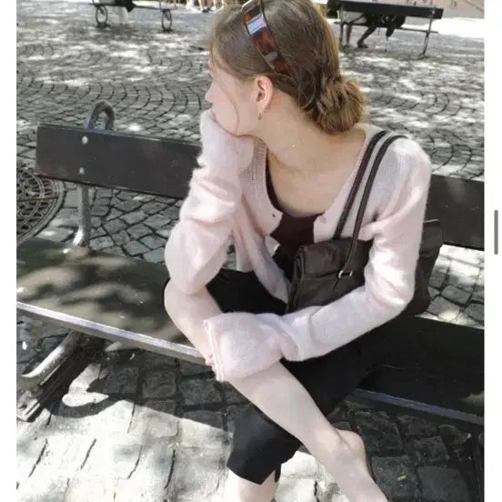 [BUNJANG] From.J Pinter Baby Pink Cardigan / [새상품] 프롬제이 핀터재질 봄 가디건 원가 11.8 베이비핑크 벚꽃색!