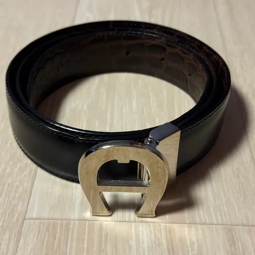 [BUNJANG] AIGNER Black Belt 97cm / 아이그너 정장 벨트 블랙 97cm