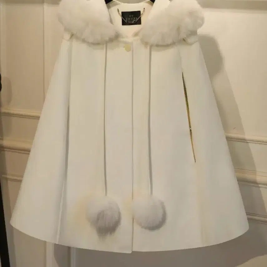 [BUNJANG] White Hooded Cape Coat / 시착)흰색 후드 케이프 코트