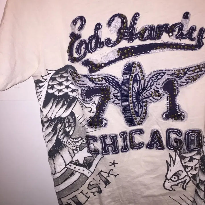 [BUNJANG] Ed Hardy Studded Chicago T-shirt / Ed Hardy 에드하디 고스펑크 스터드 시카고 반팔티