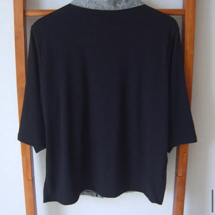 [BUNJANG] Color Block Collared Shirt - Black / 배색 카라티셔츠-블랙