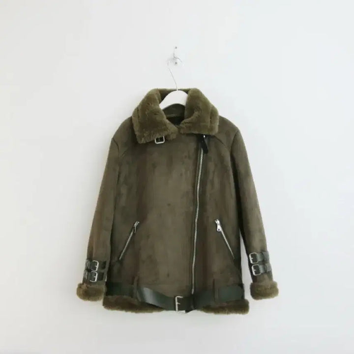 [BUNJANG] Buckle Detail Faux Shearling Jacket / 버클 무스탕
