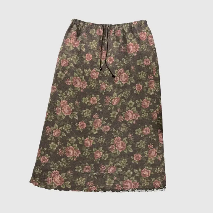 [BUNJANG] Floral Pattern Long Skirt / 플라워패턴 롱스커트 ; y2k 그런지룩 모리걸 핀터깔